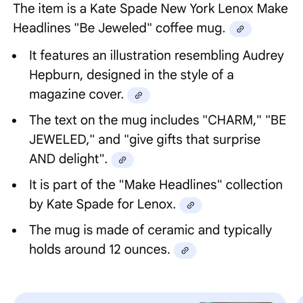 Nwob Kate Spade New York Lenox Charm Be Jeweled Mug - Picture 2 of 10